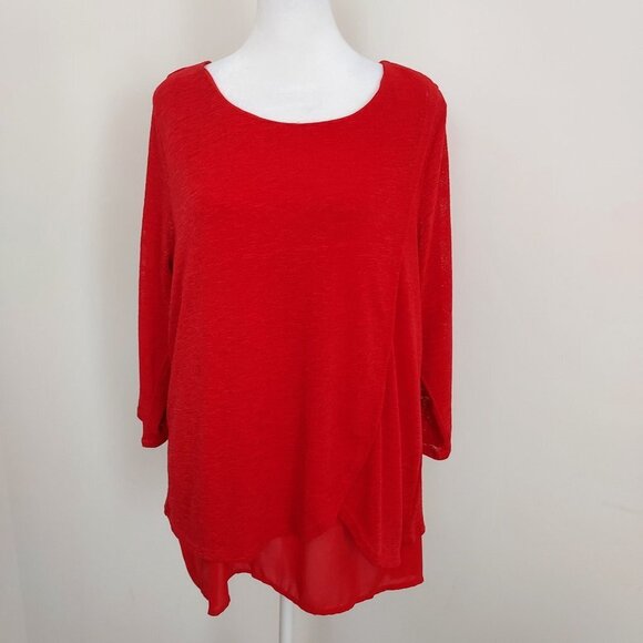 Chico's Tops - Chico's Red Long Sleeve Soft Knit Pullover Top